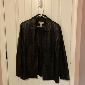 Black leather coat, size Medium Women’s